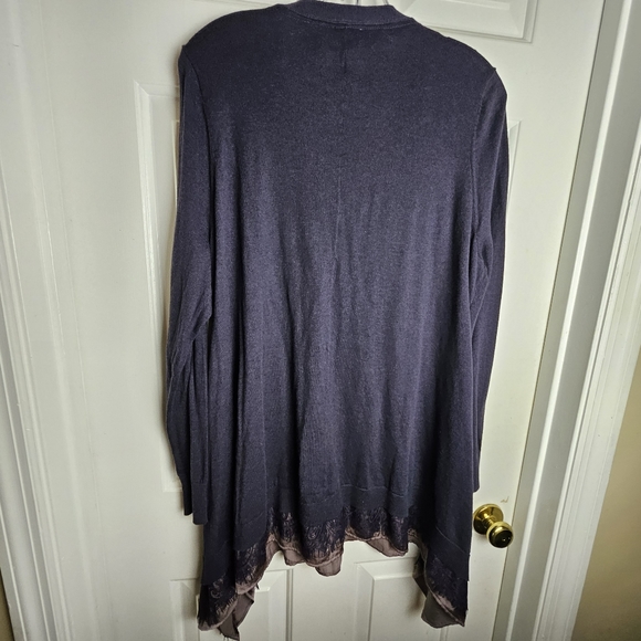 LOGO by Lori Goldstein Women Mulberry Asymmetrical Sweater Size Large - Picture 2 of 8